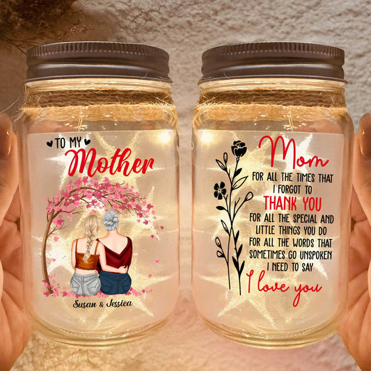 Mother - Mom, I Love You - Personalized Jar Night Light