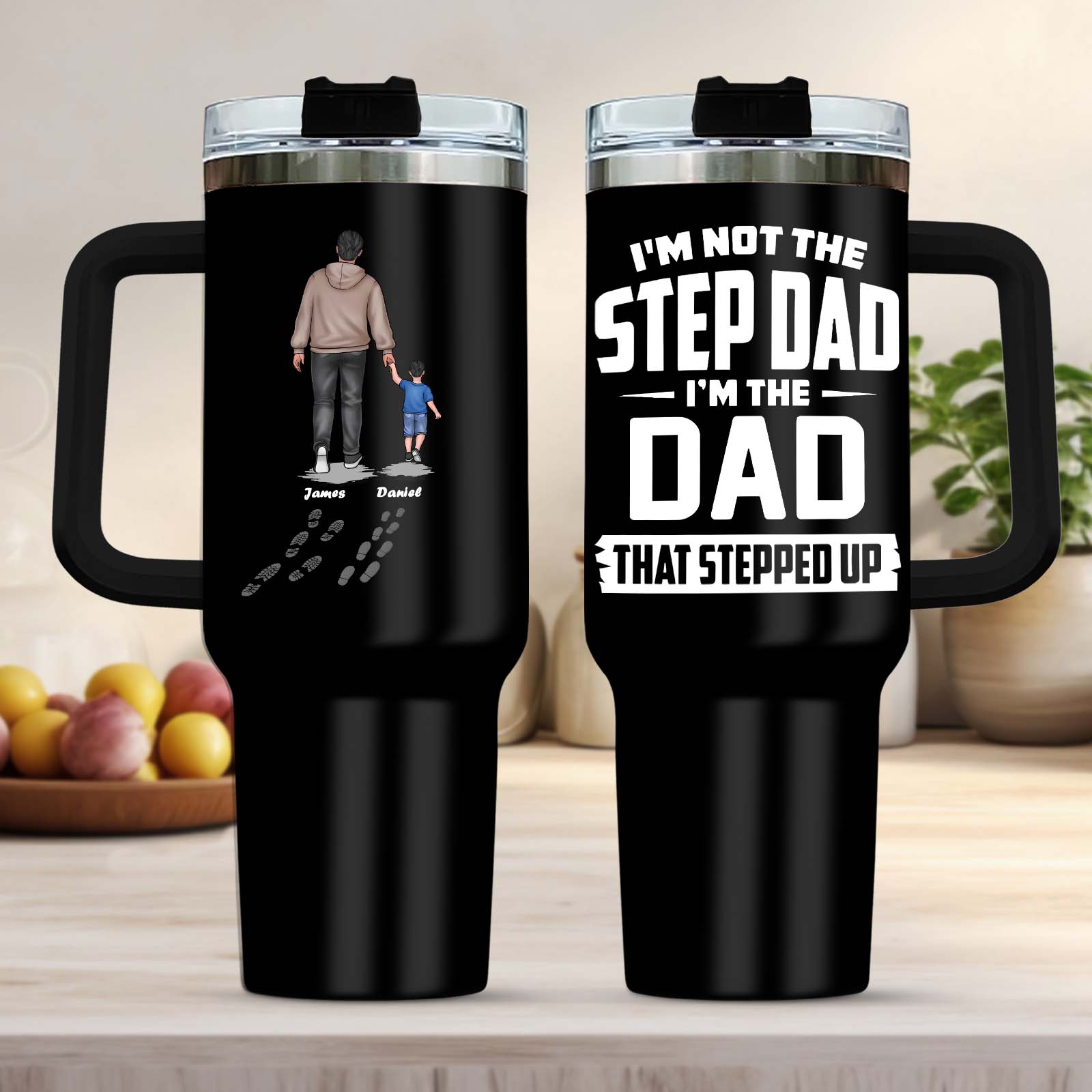 Father - I'm Not The Step Dad, I'm The Dad That Stepped Up - Personalized Tumbler With Straw