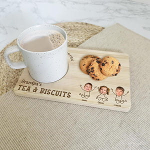 Family - Grandpa's Tea & Biscuits - Personalized Wooden Drink Tray