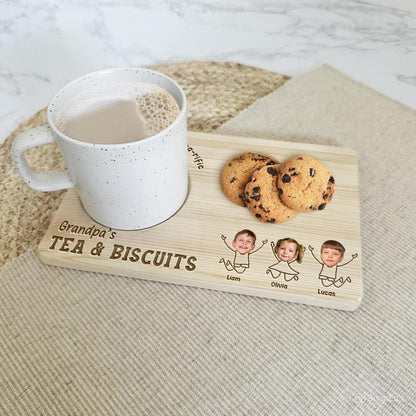 Family - Grandpa's Tea & Biscuits - Personalized Wooden Drink Tray