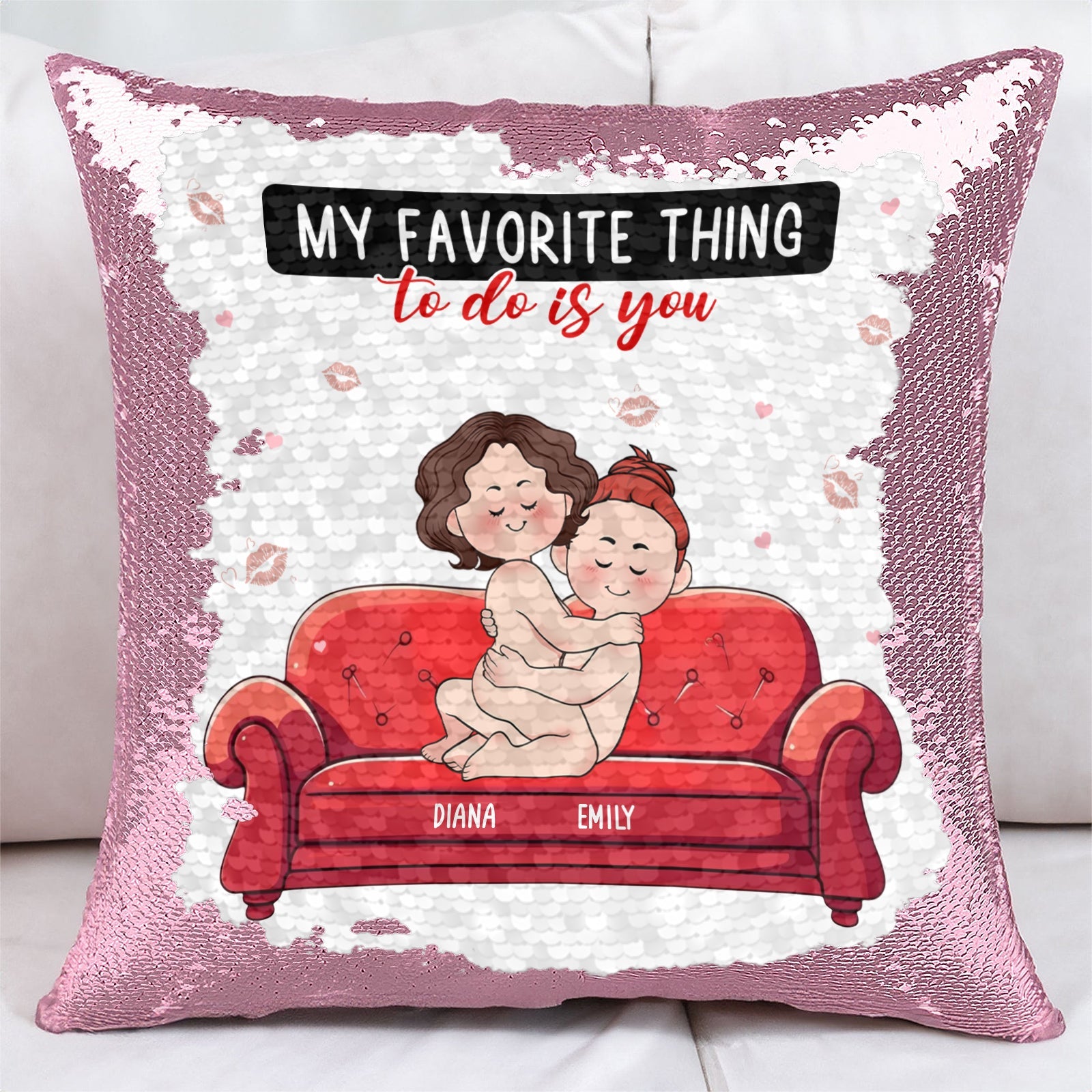 Couple - Together Is Our Favorite Place To Be - Personalized Sequin Pillow