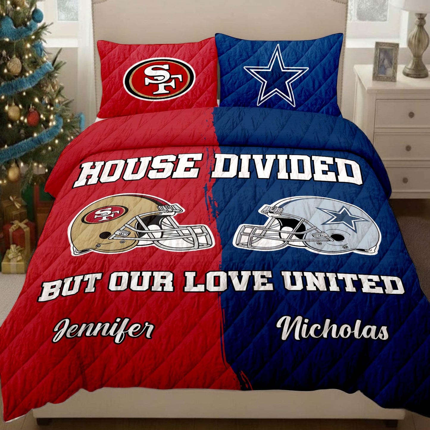 House Divided But Our Love United – Personalized Couple Quilt Bedding Set