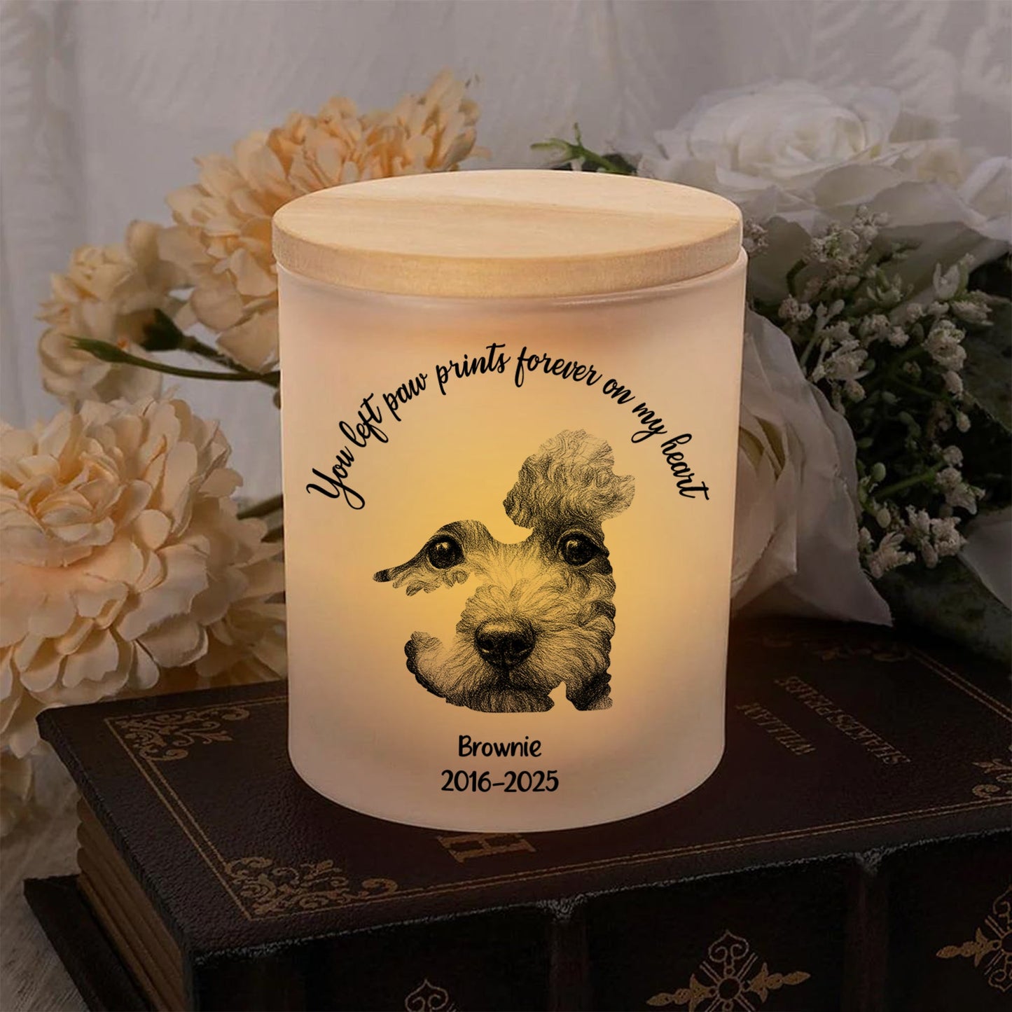Memorial Gift for Pet Lover - Personalized Candle Jar with LED