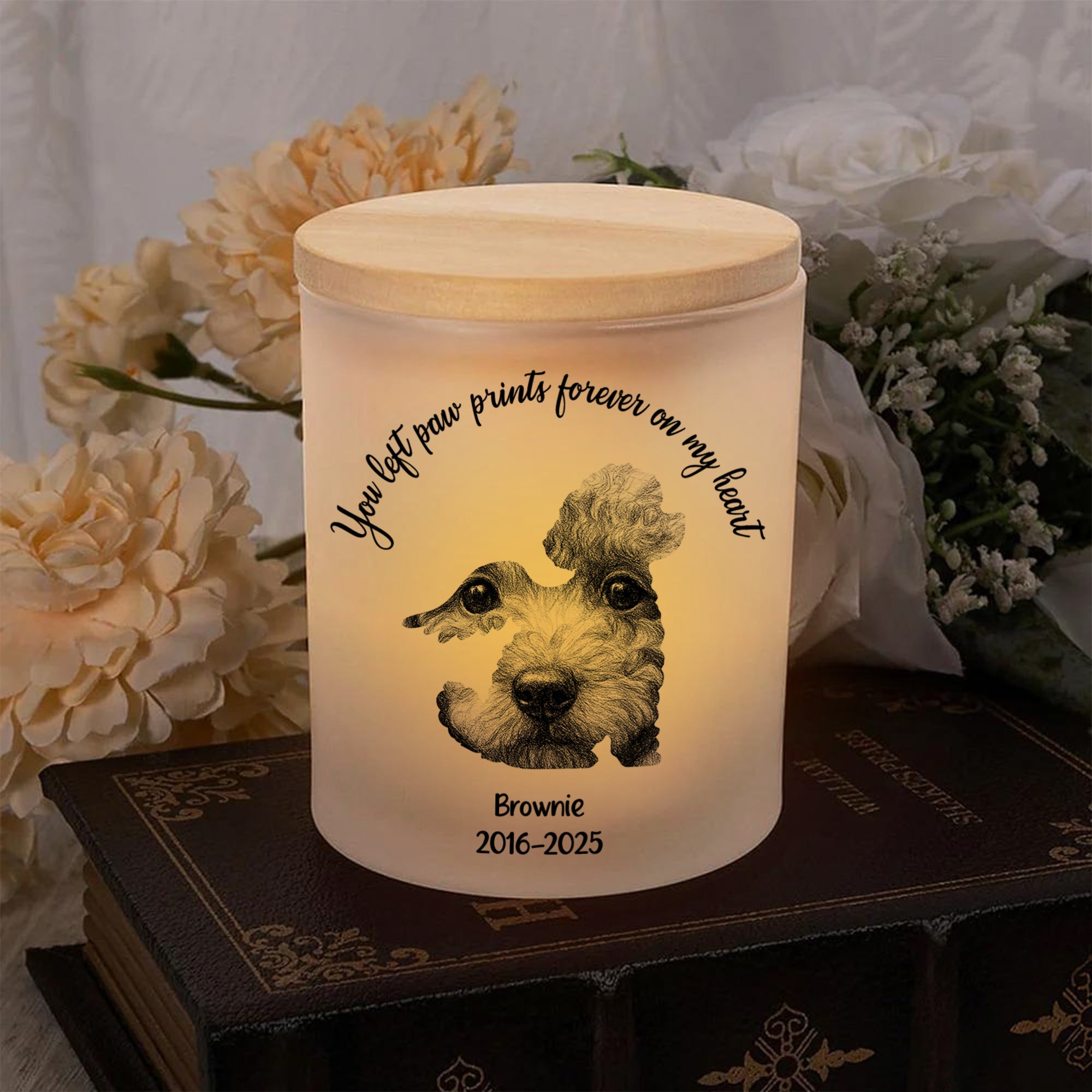 Memorial Gift for Pet Lover - Personalized Candle Jar with LED