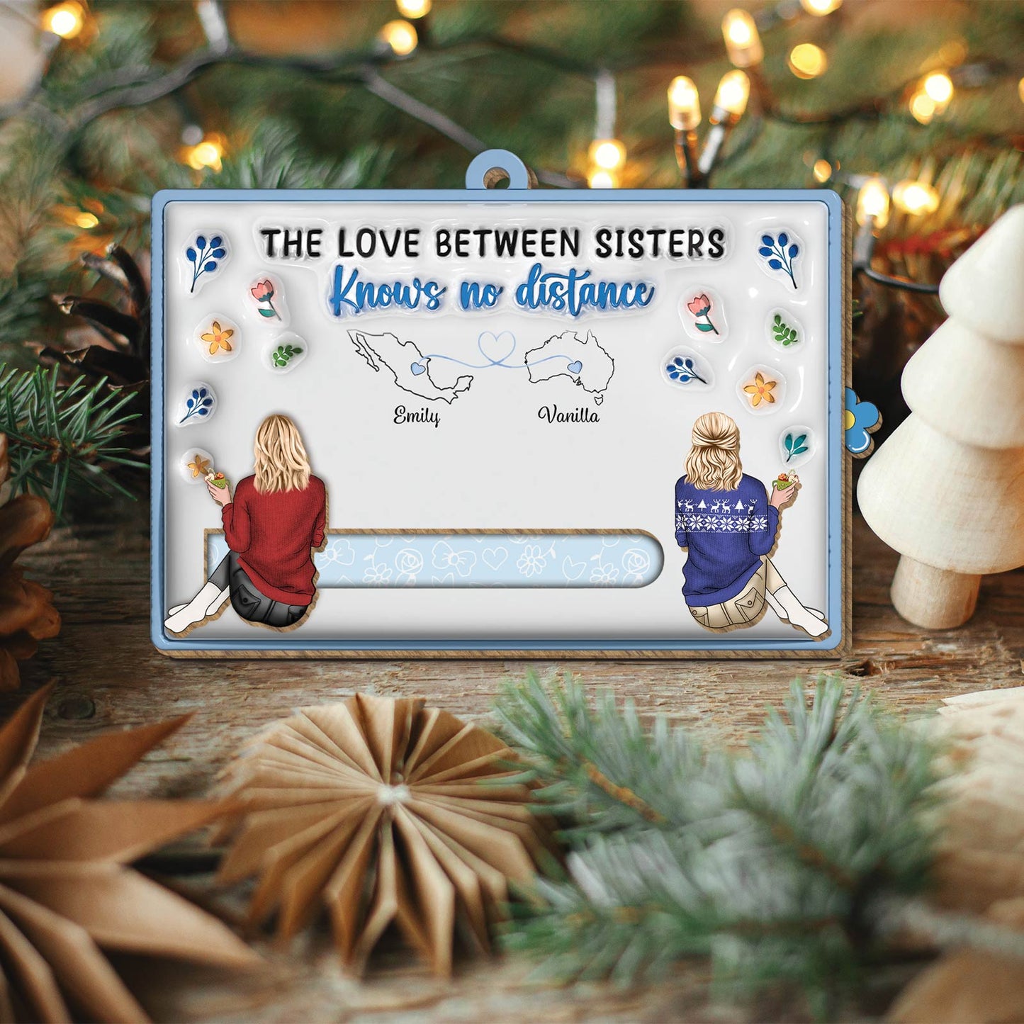 Besties - I Wish We Lived Closer - Personalized Wooden Slider Card