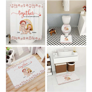 Couple - Together Is Our Favorite Place To Be - Personalized Bathroom Curtain & Mats Set