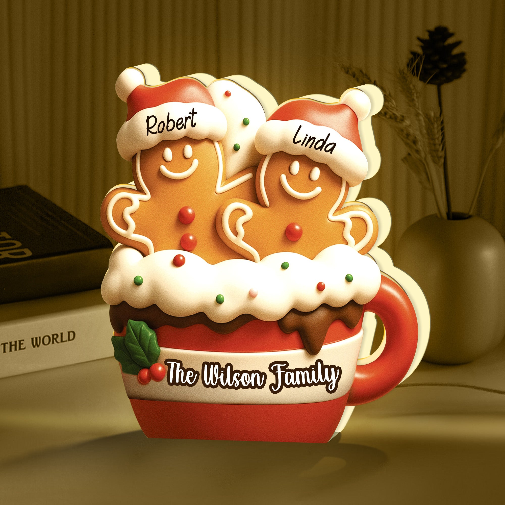 Personalized Gingerbread Christmas Light Box - Cute Holiday Decor For Family