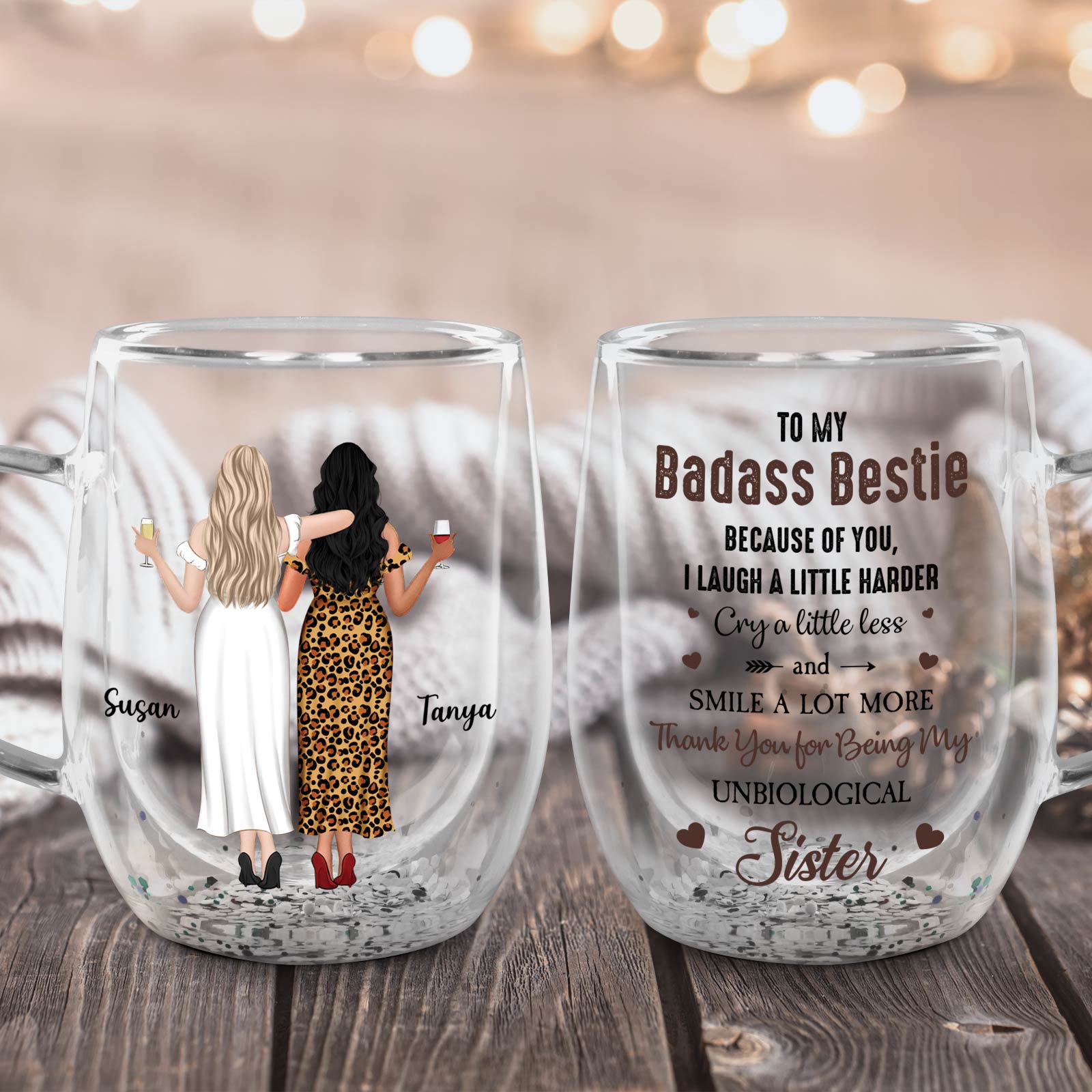 Bestie - To My Badass Bestie - Personalized Double Walled Glass