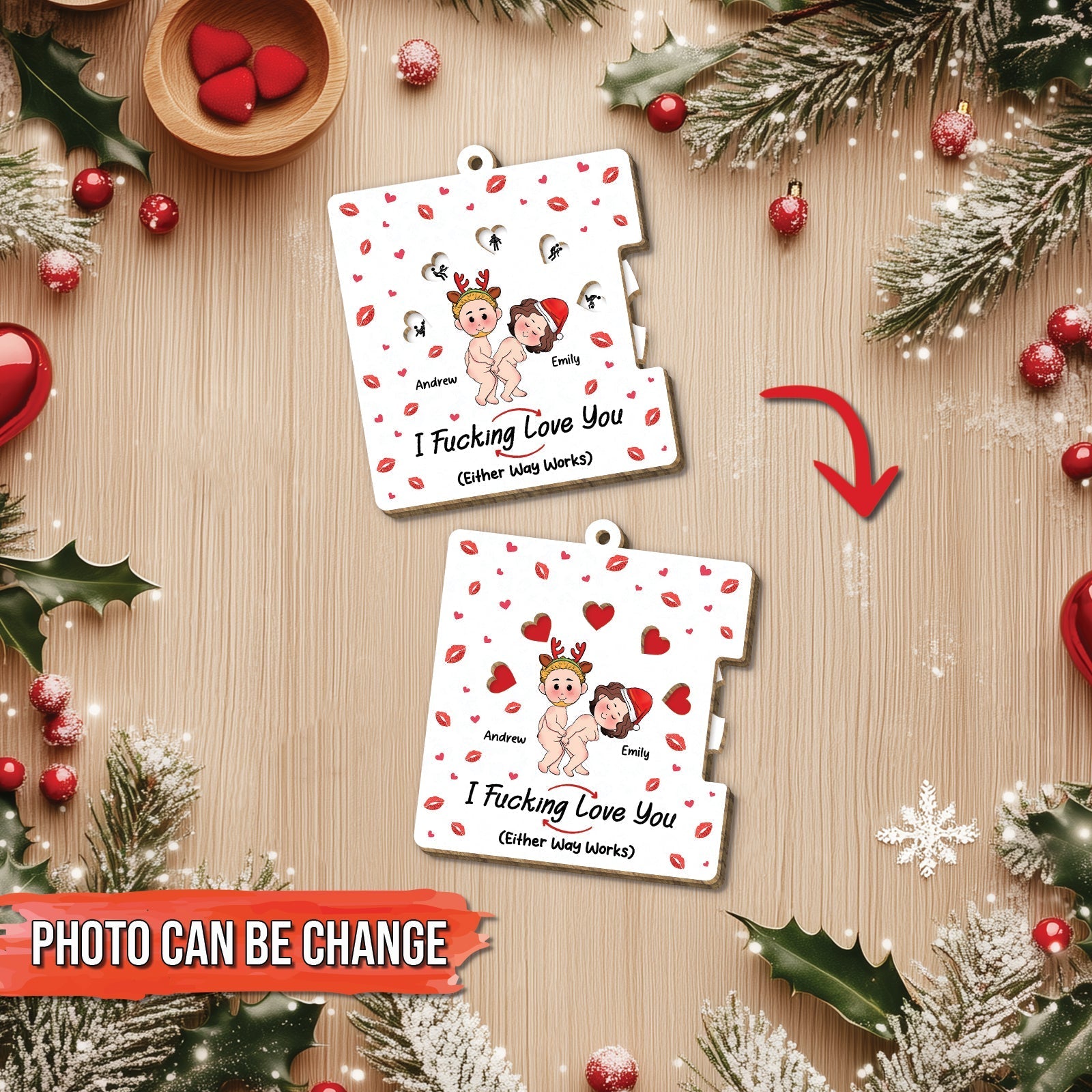 Couple - I Fucking Love You (Either Way Works) - Personalized Rolling Ornament
