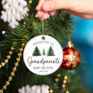 Family - Promoted To - Personalized Circle Ceramic Ornament