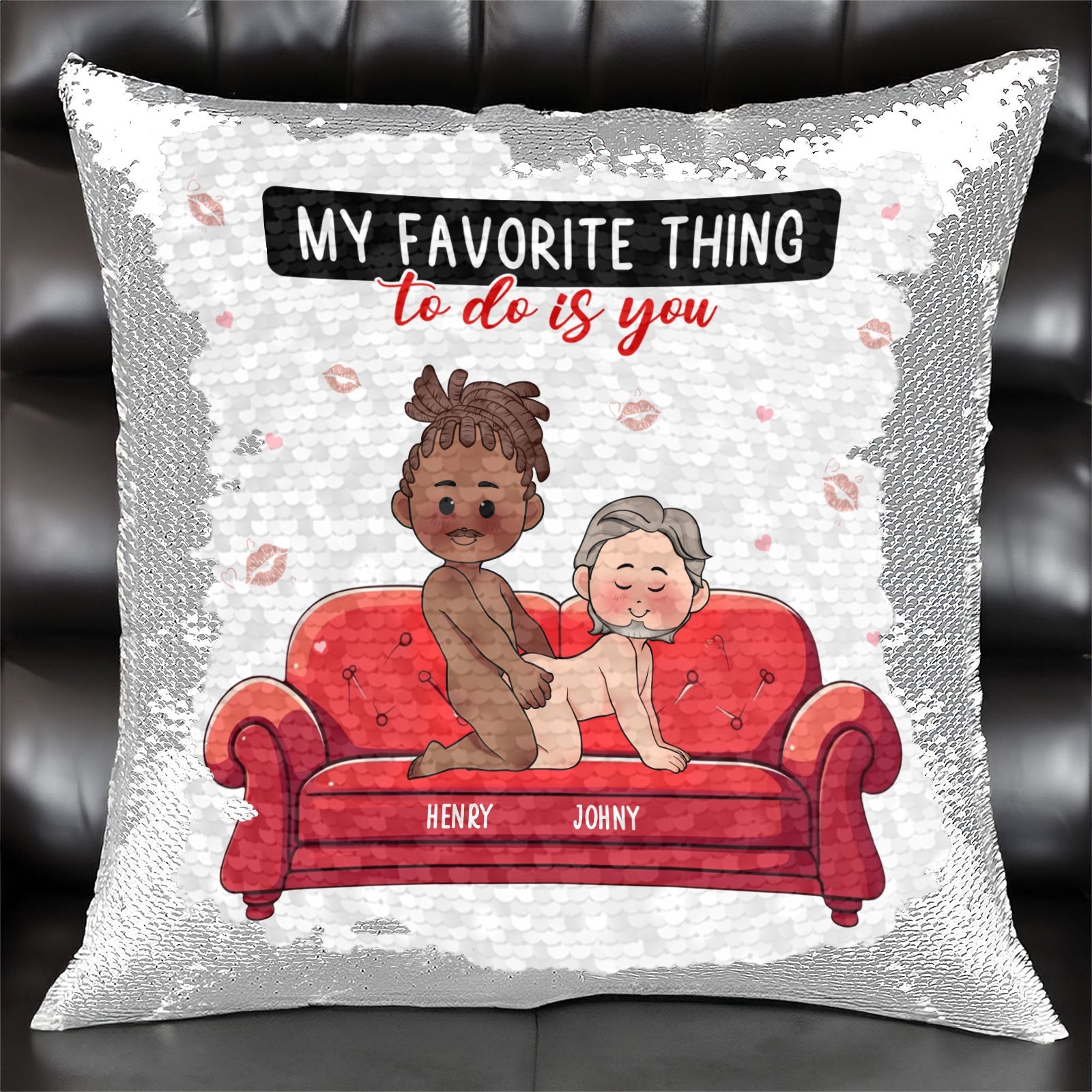 Couple - Together Is Our Favorite Place To Be - Personalized Sequin Pillow
