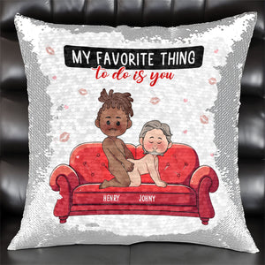Couple - Together Is Our Favorite Place To Be - Personalized Sequin Pillow