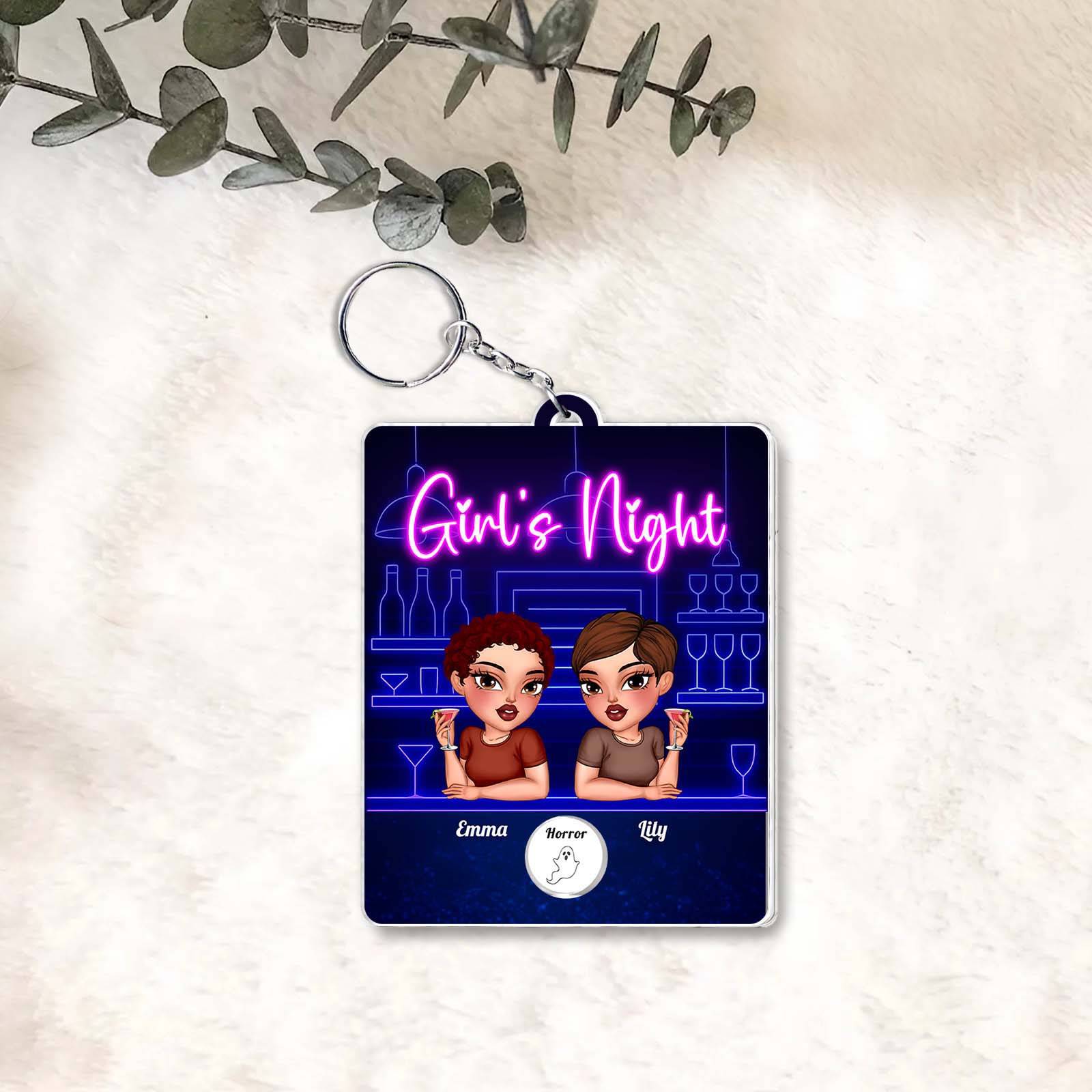 Bestie - Girl's Night Food/Movie Random's Choice - Personalized Shaking Keychain