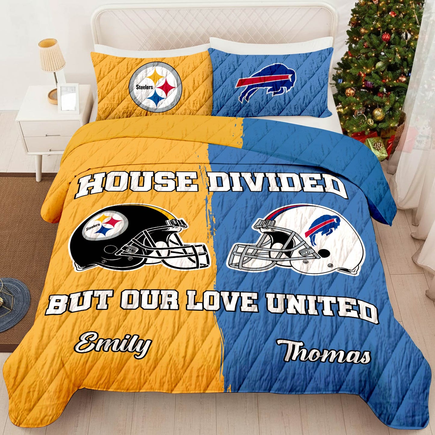 House Divided But Our Love United – Personalized Couple Quilt Bedding Set