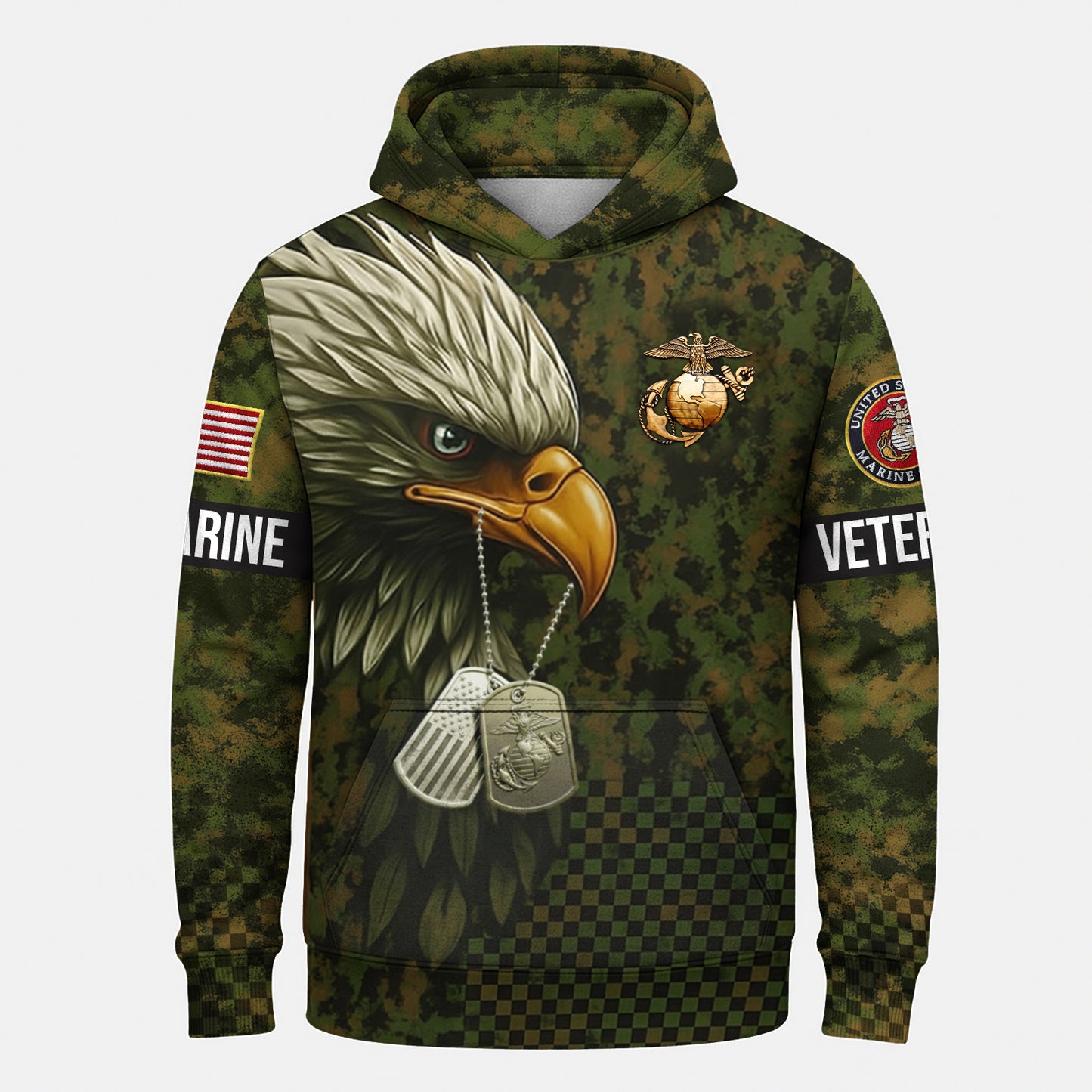 USMC Eagle Veteran Warrior Shirt - Full Print Camouflage