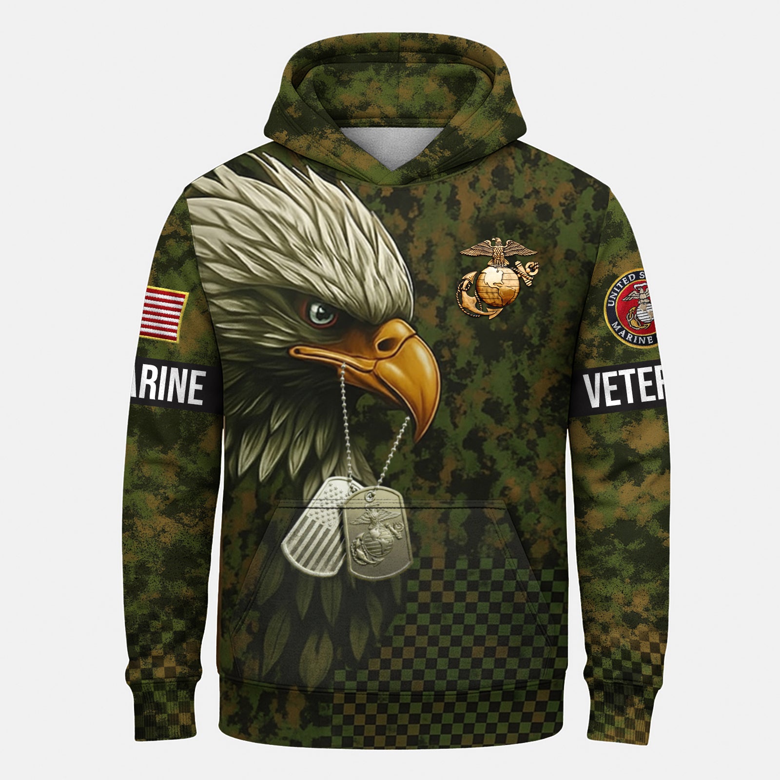 USMC Eagle Veteran Warrior Shirt - Full Print Camouflage