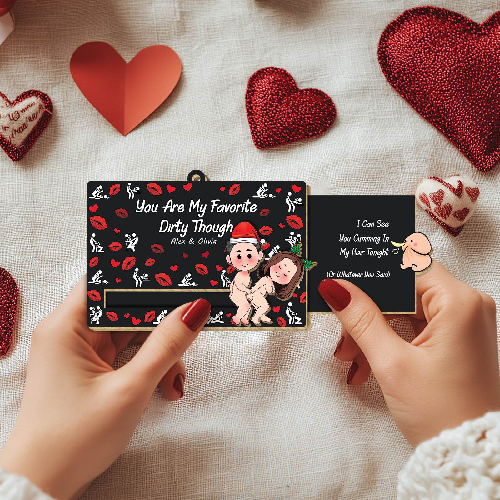 Couple - This Card Sucks But I Swallow - Personalized Wooden Slider Card - Ver 3