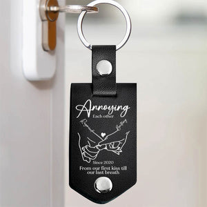 Couple - Annoying Each Other - Personalized Leather Photo Keychain