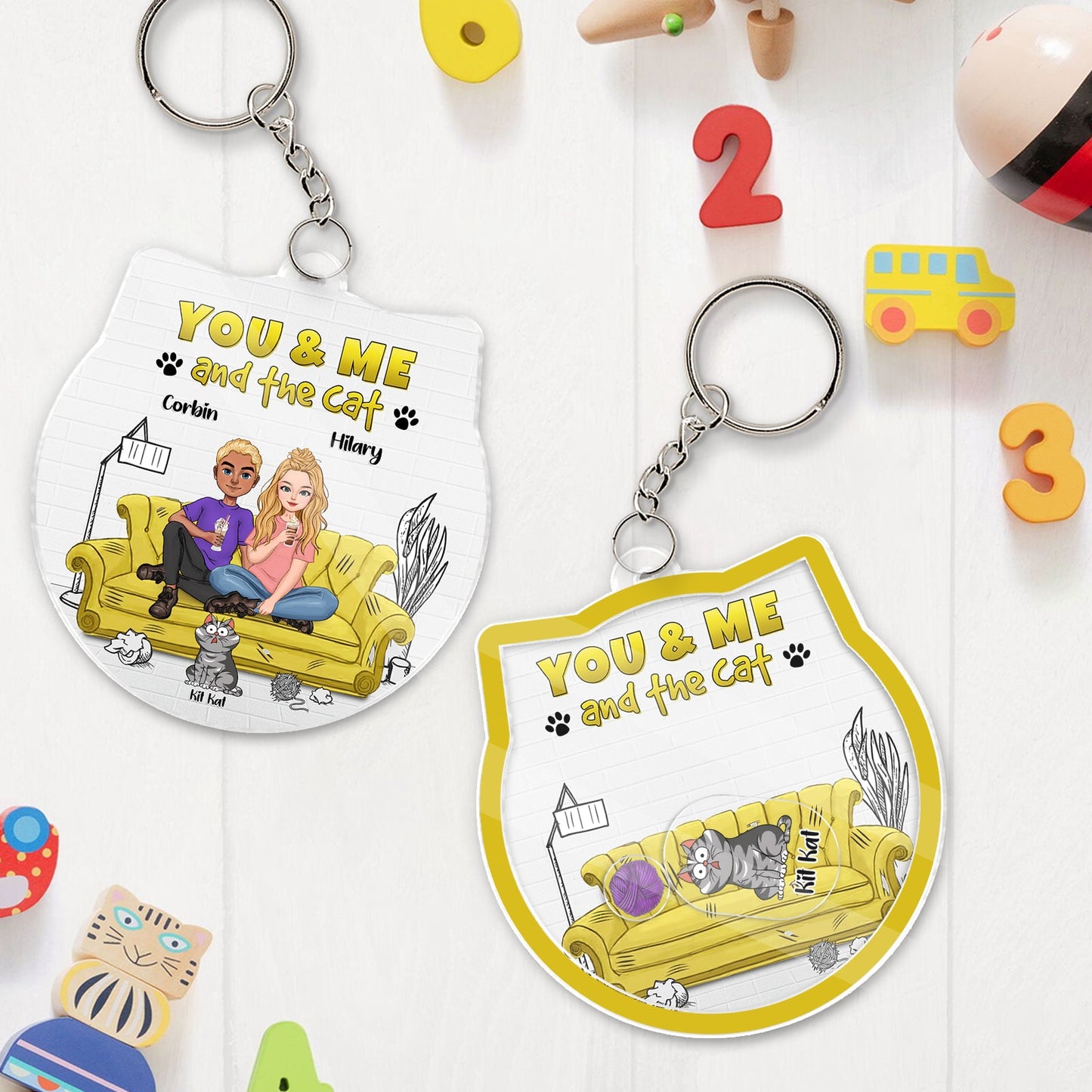 Pet Lover - You & Me And The Cats - Personalized Shaking Keychain