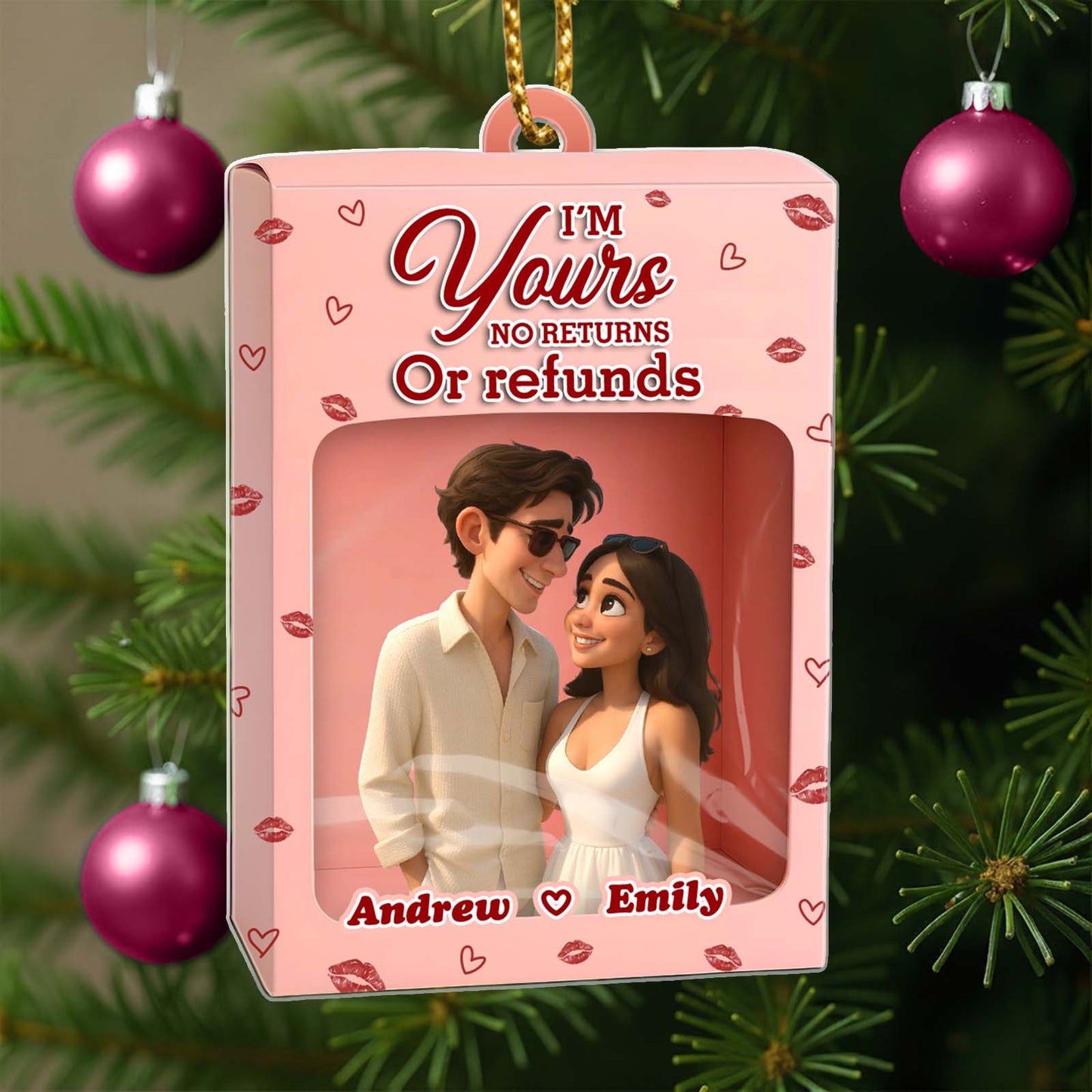 Personalized 3D couple gift box designed for romantic occasions with names Andrew and Emily