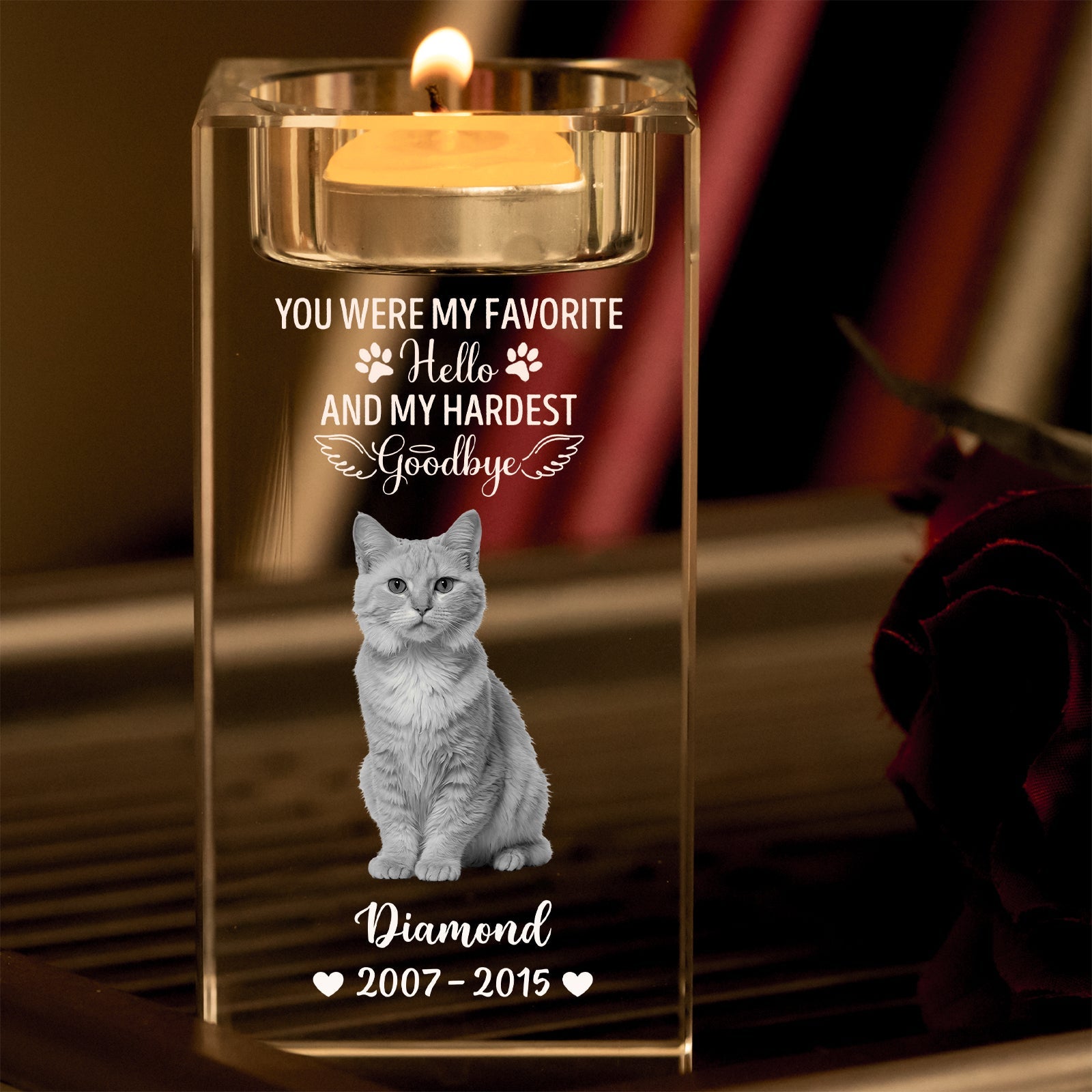 Pet Lover - Once By My Side, Forever In My Heart - Personalized Crystal Candle Holder