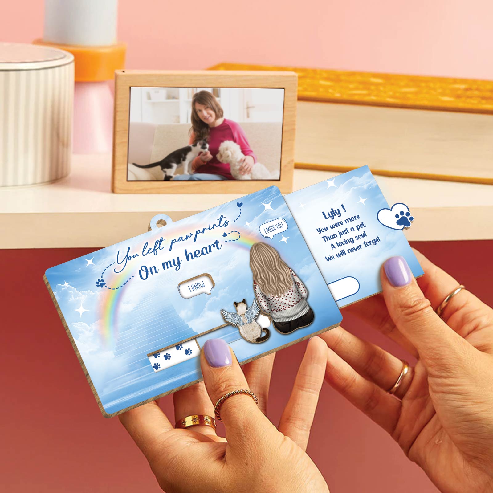 Pet Lover - Once By My Side, Forever In My Heart - Personalized Wooden Slider Card