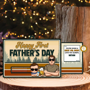 Father - Happy First Father's Day - Personalized Wooden Slider Card