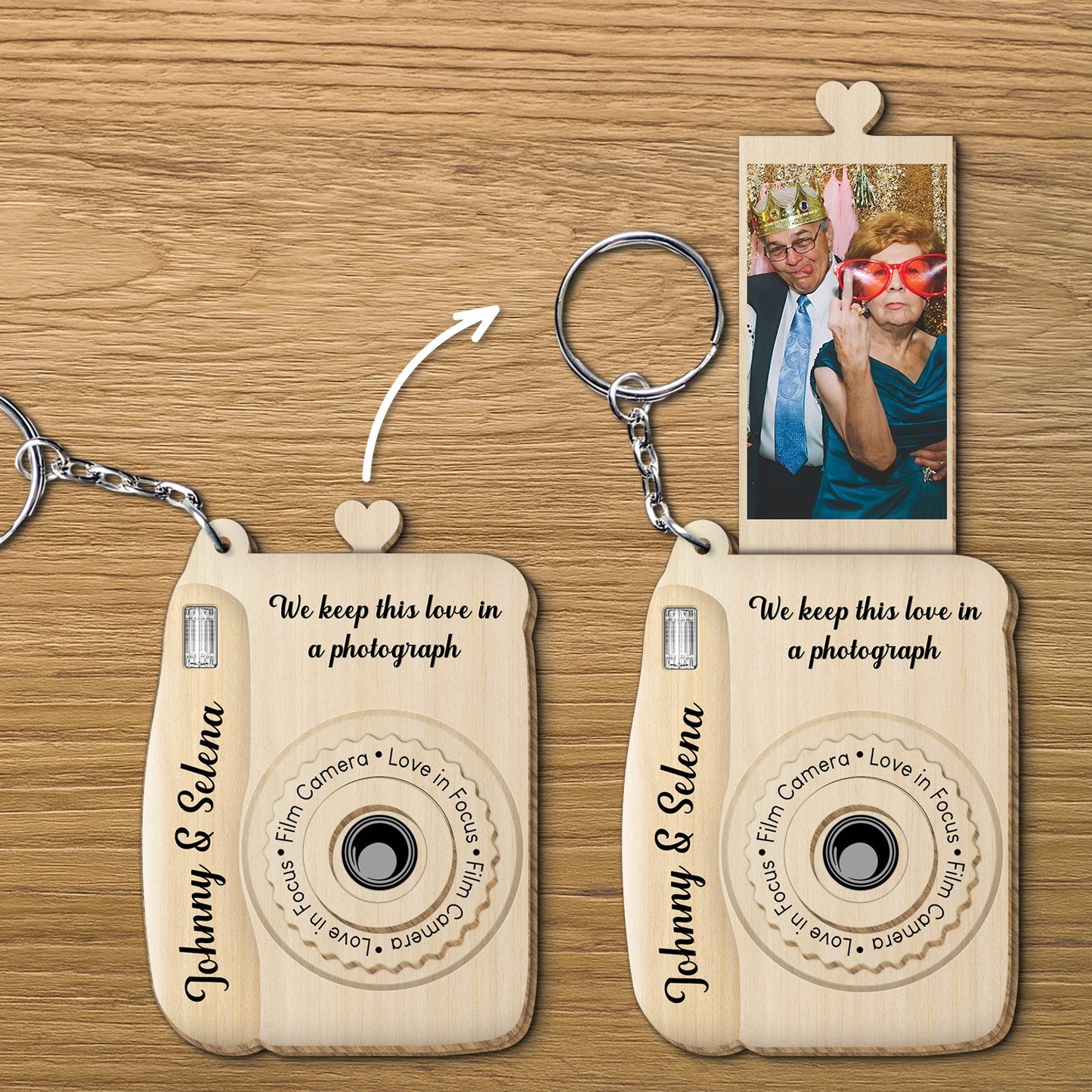 Couple - We Keep This Love In Photograph - Personalized Photo Wooden Slider Keychain