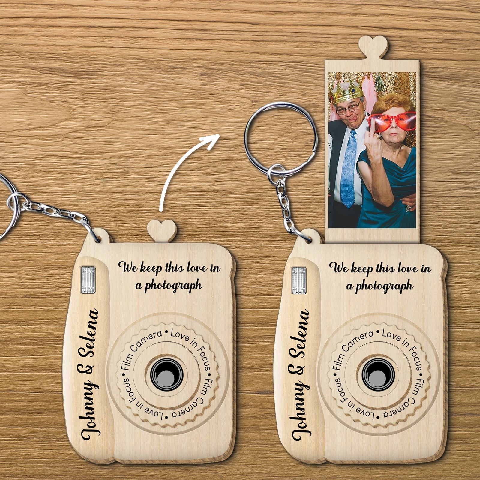 Couple - We Keep This Love In Photograph - Personalized Photo Wooden Slider Keychain