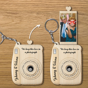 Couple - We Keep This Love In Photograph - Personalized Photo Wooden Slider Keychain