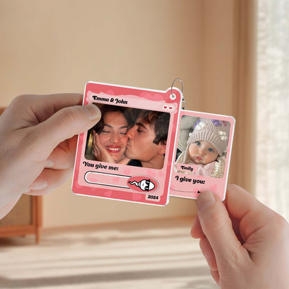 Couple - You Give Me, I Give You - Personalized Photo Acrylic Slider Keychain