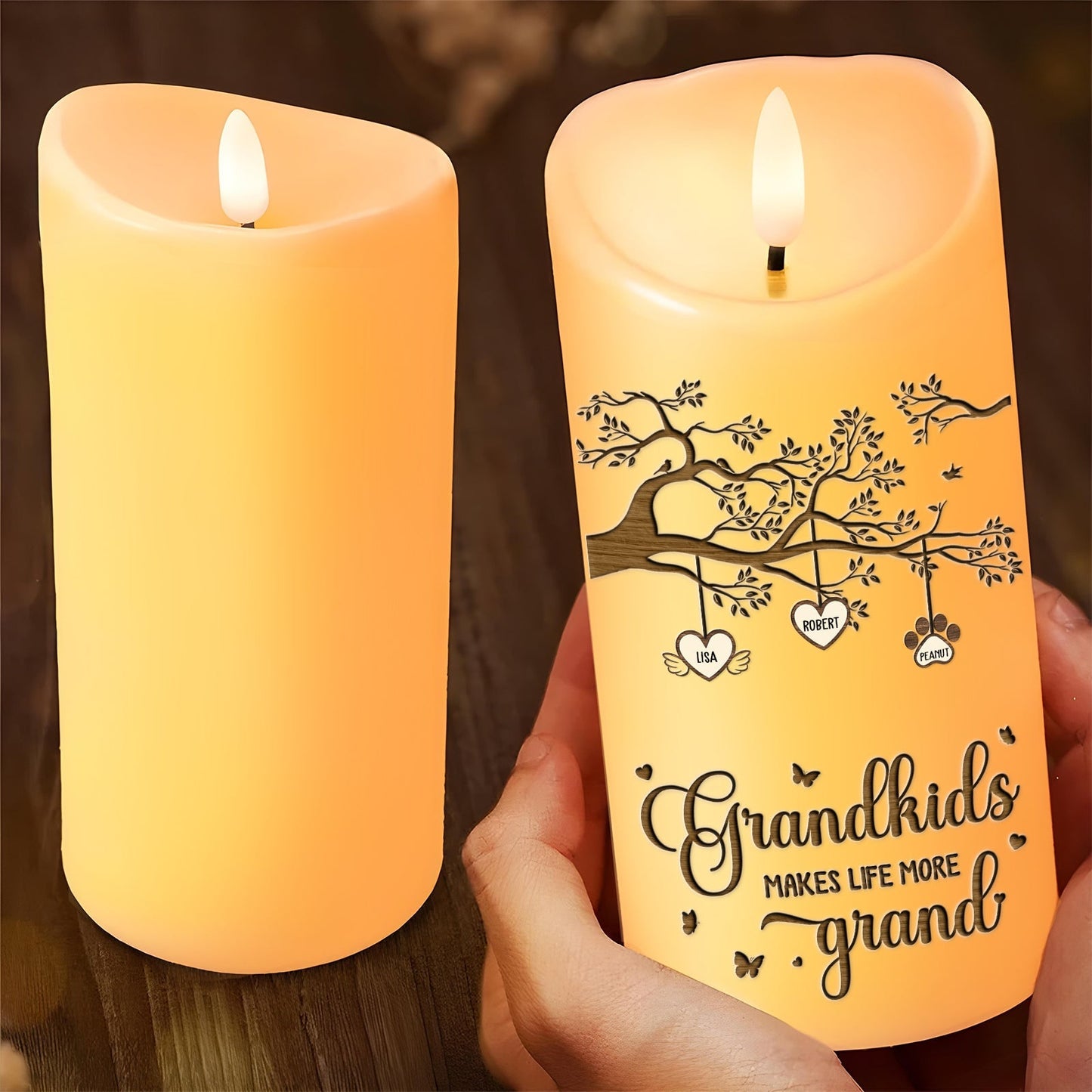Family - Grandkids Makes Life More Grand - Personalized LED Candle