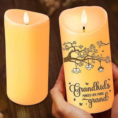 Family - Grandkids Makes Life More Grand - Personalized LED Candle