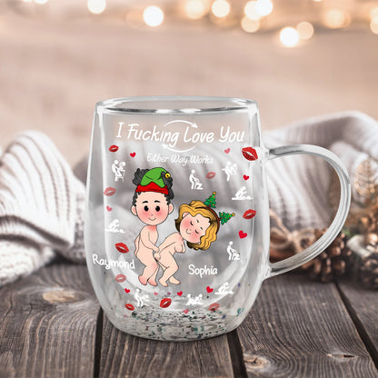Couple - Fucking Love you - Personalized Double Walled Glass Cup
