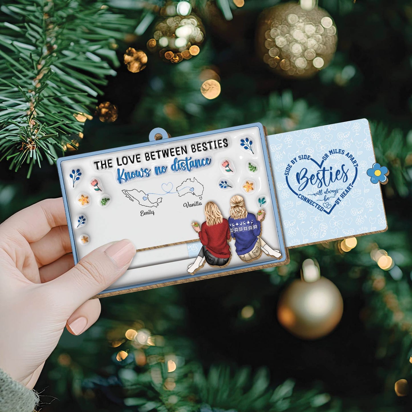 Besties - I Wish We Lived Closer - Personalized Wooden Slider Card