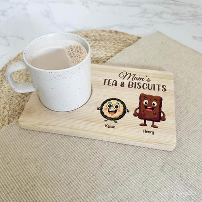Family - Grandma's Tea & Biscuits - Personalized Wooden Drink Tray