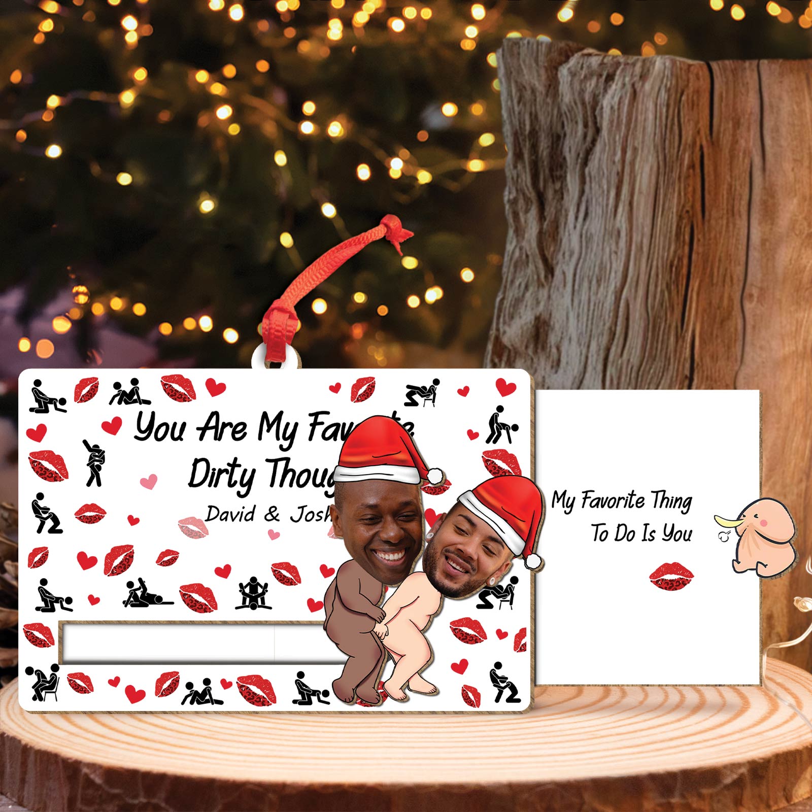 Couple - I Fucking Love You - Personalized Custom Photo Wooden Slider Ornament