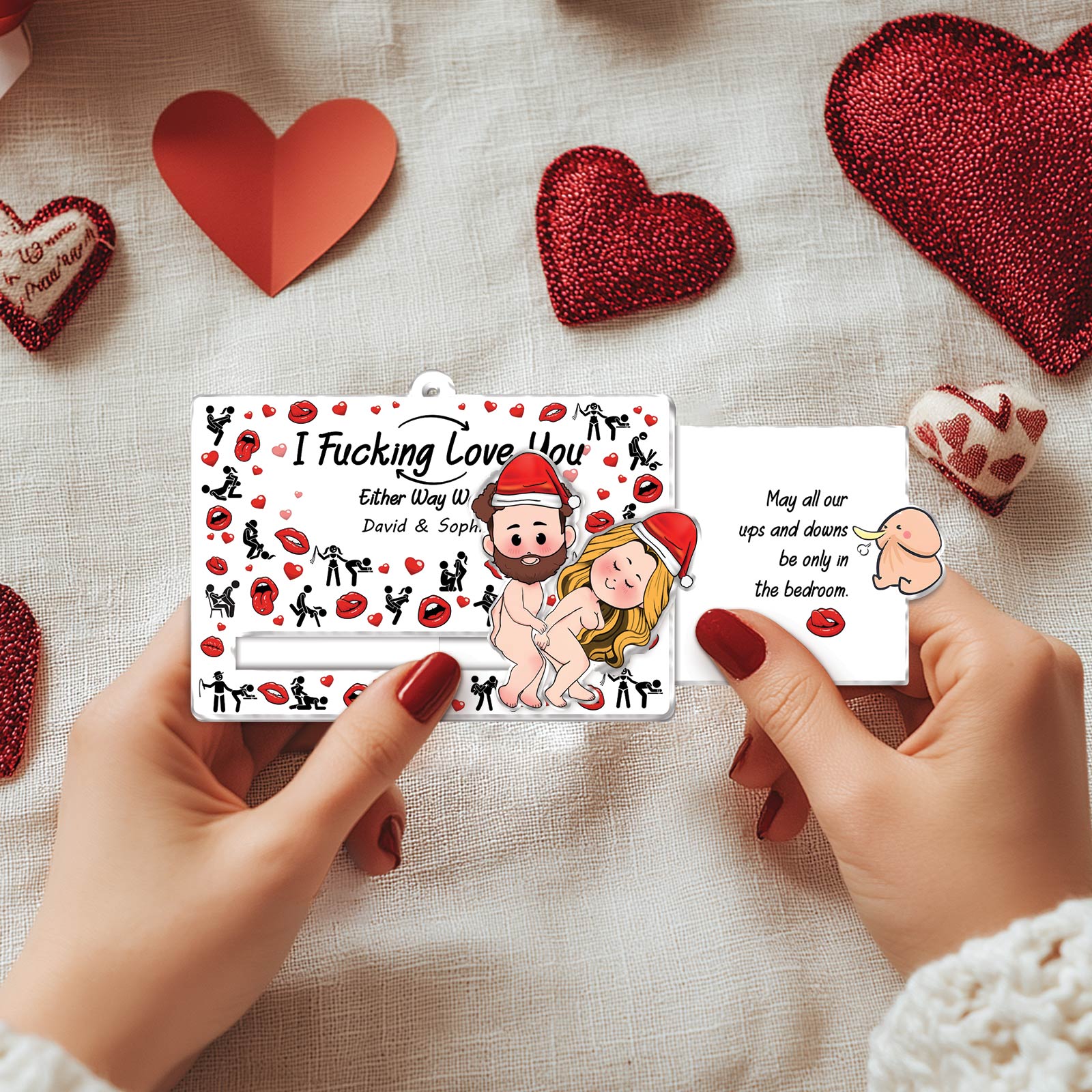 Couple - I Fucking Love You - Personalized Acrylic Slider Card - Ver 2