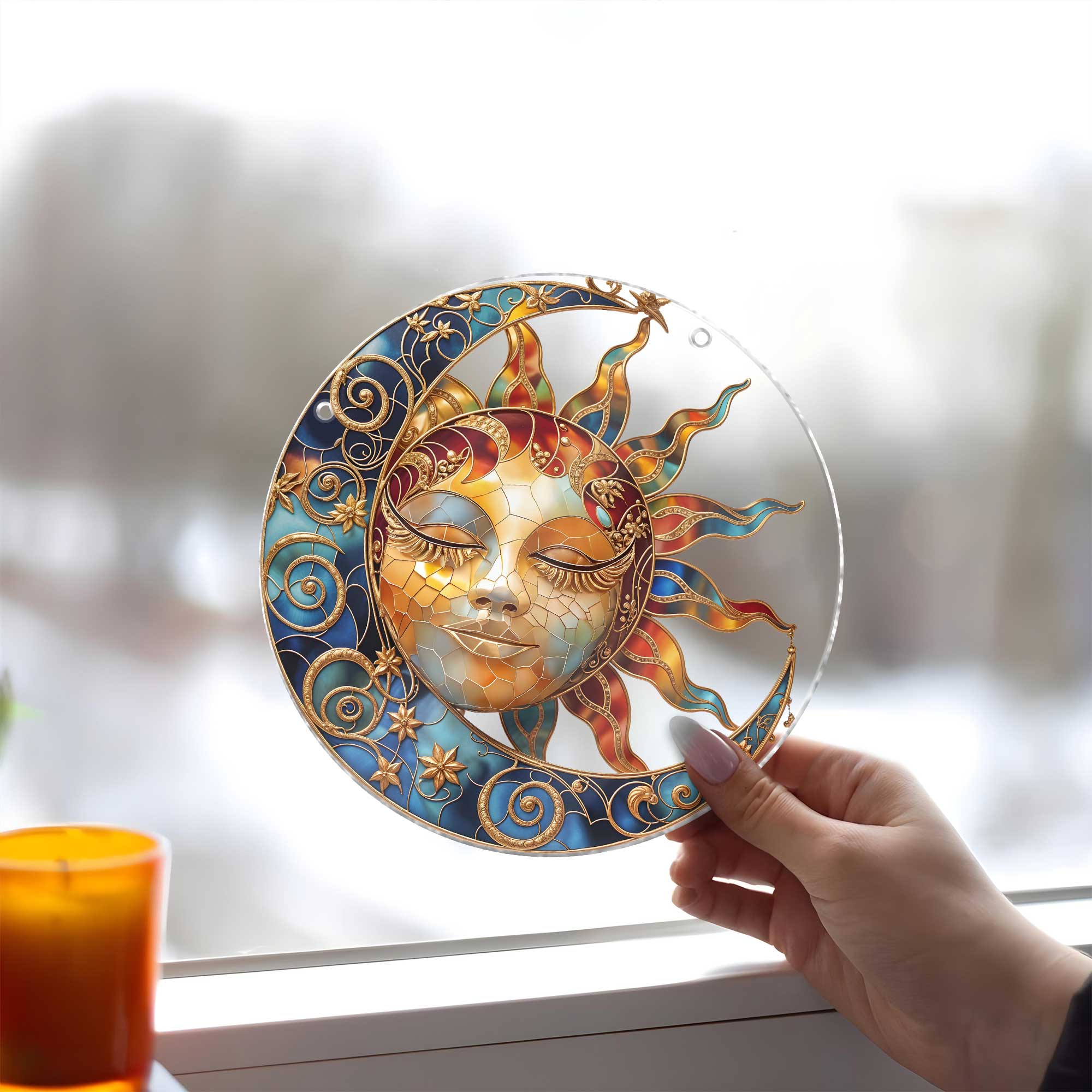 Moon & Sun Acrylic Hanging Decor - Personalized Suncatcher Ornament