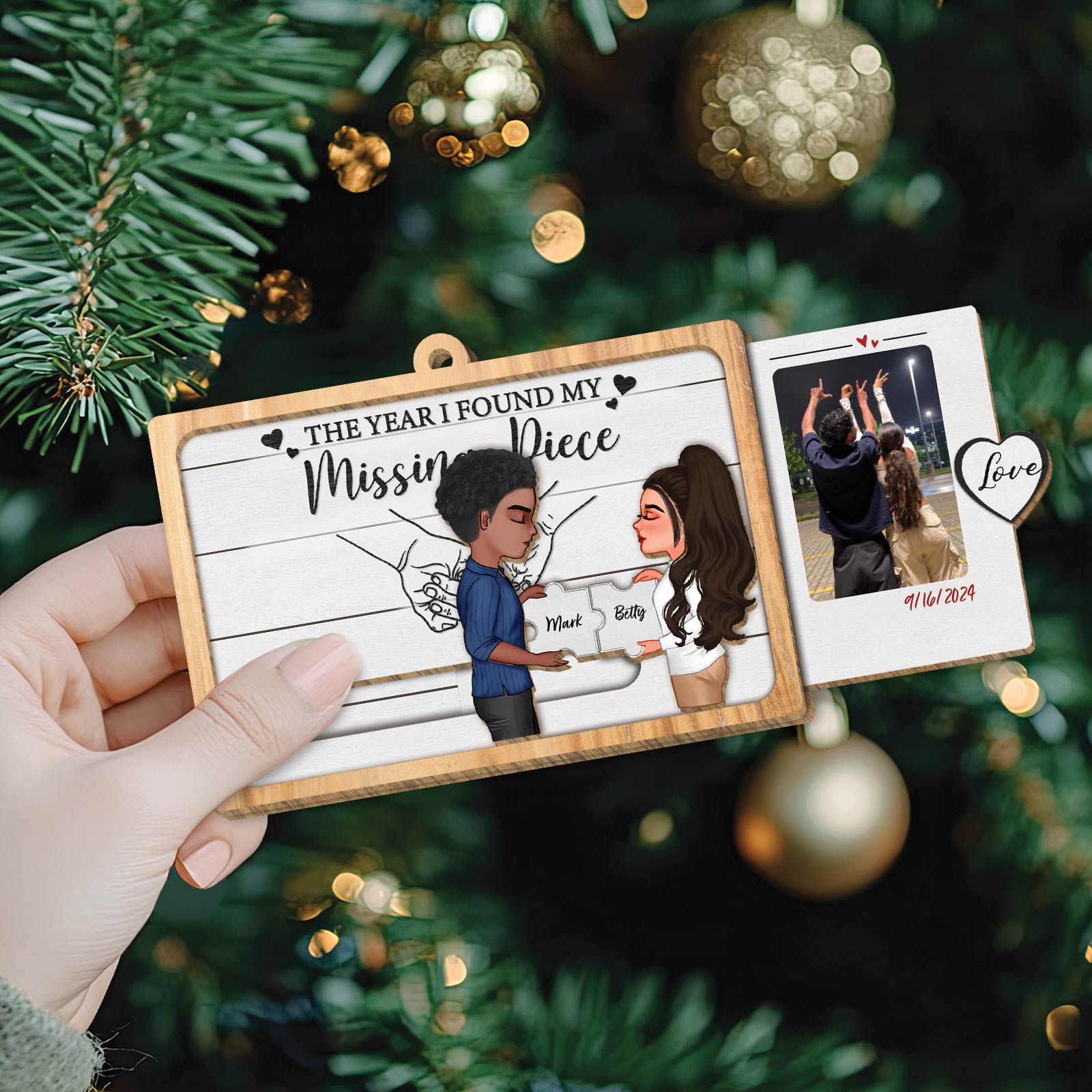 Couple - My Missing Piece - Personalized Custom Photo Wooden Slider Card
