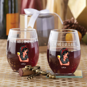 Bestie - Up To Here - Personalized Wine Glass