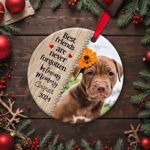 Pet Lovers - No Longer By Our Side But Forever In Our Hearts -  Personalized Circle Ceramic Ornament