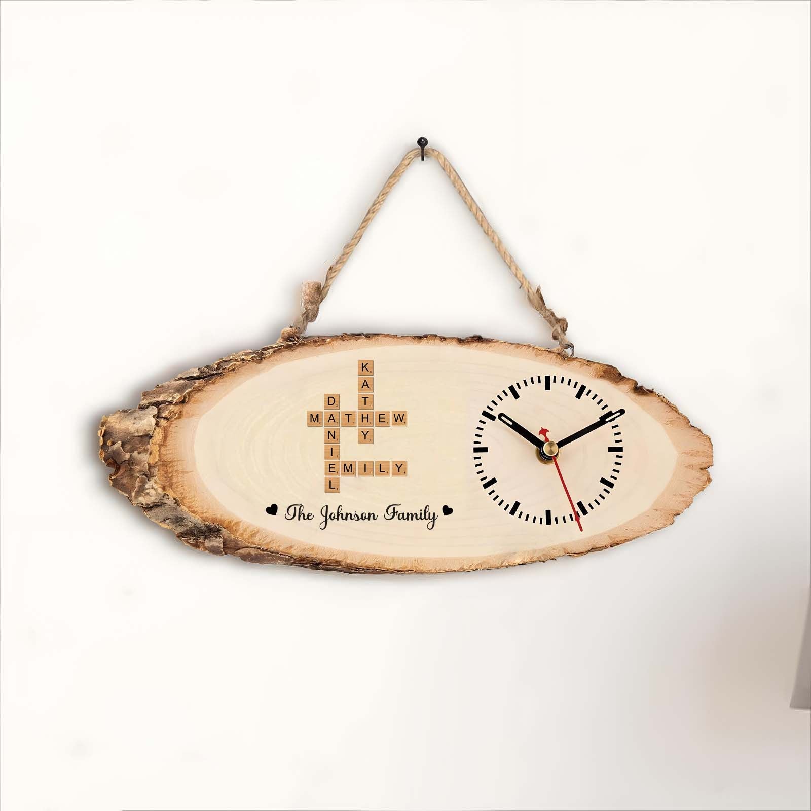 Family - Personalized Crossword Wooden Clock