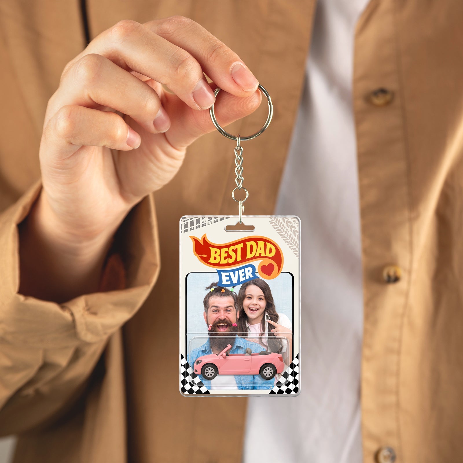 Father - Best Dad Ever - Personalized Dad's Toy Dream Car Acrylic Keychain