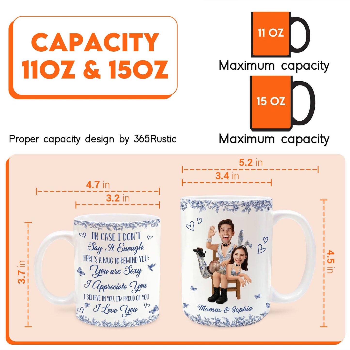 Personalized Couple Mug - Funny Custom Gift for Lovers in Toile De Jouy Style
