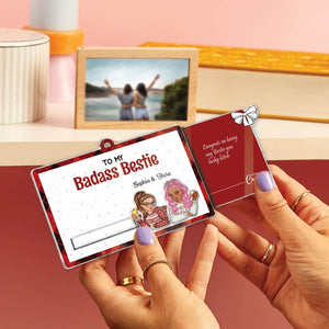 Besties - To My Badass Bestie - Personalized Acrylic Slider Card