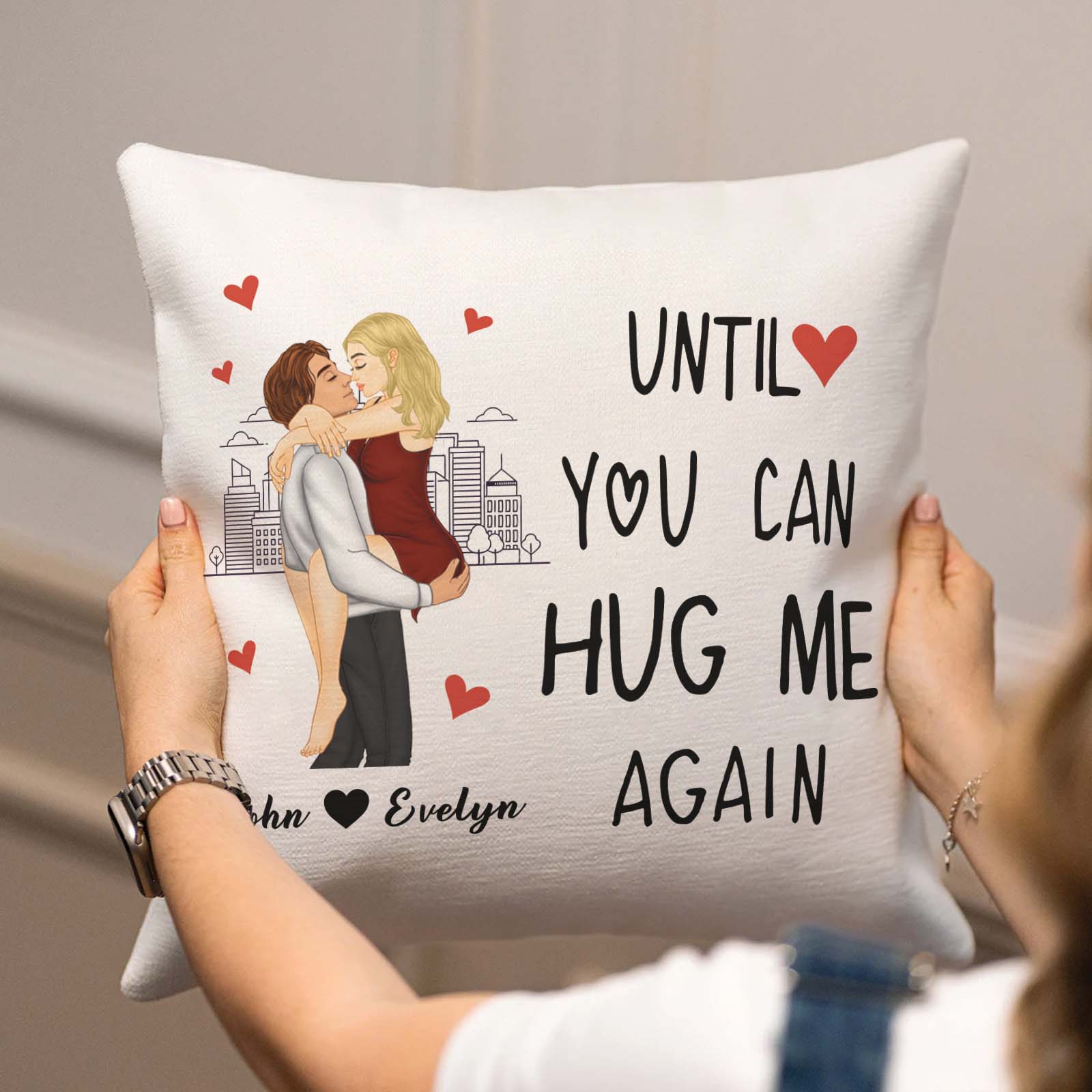 Couple - Hug This Pillow Until You Can Hug Me Again - Personalized Pillow