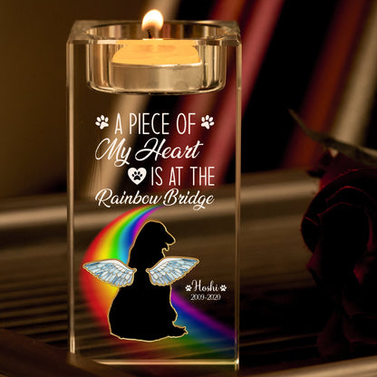 Pet Lover - A Piece Of My Heart - Personalized Crystal Candle Holder
