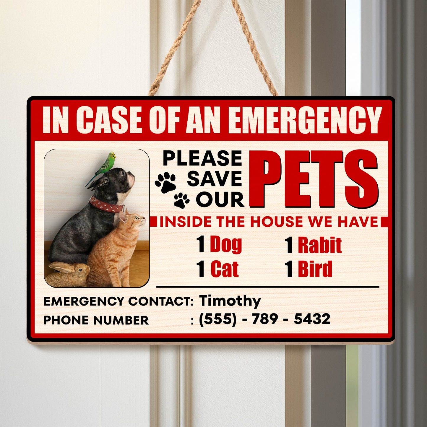 Pet Lover - Please Save Our Pets - Personalized Wooden Door Sign