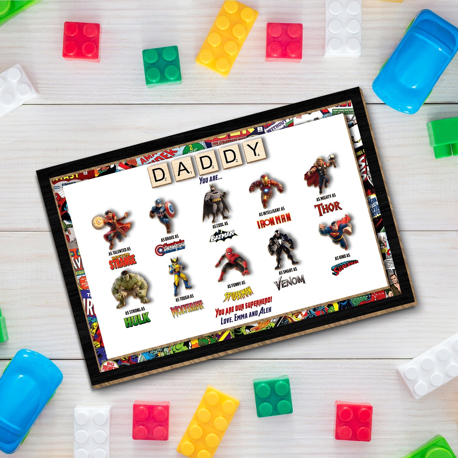 Father - You Are Our Superhero - Personalized 3-Layer Wooden Sign